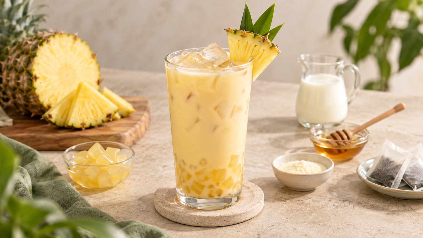 Cách làm trà sữa dứa