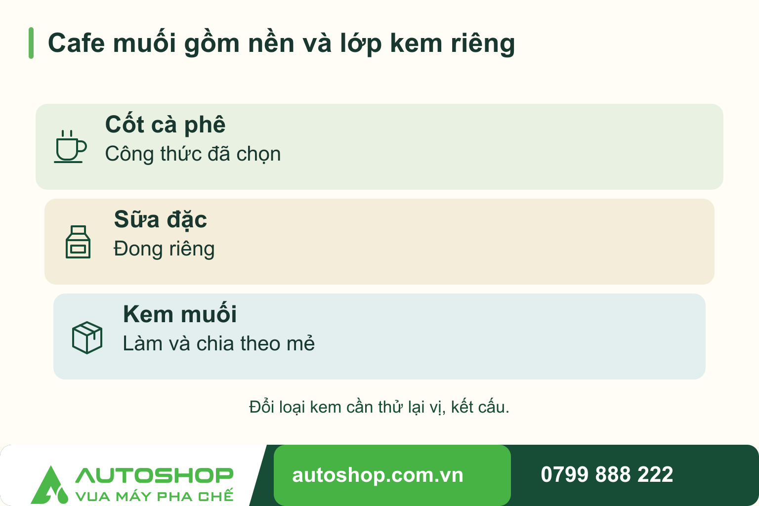 Công thức cafe muối kinh doanh: tách mẻ kem và định lượng từng ly