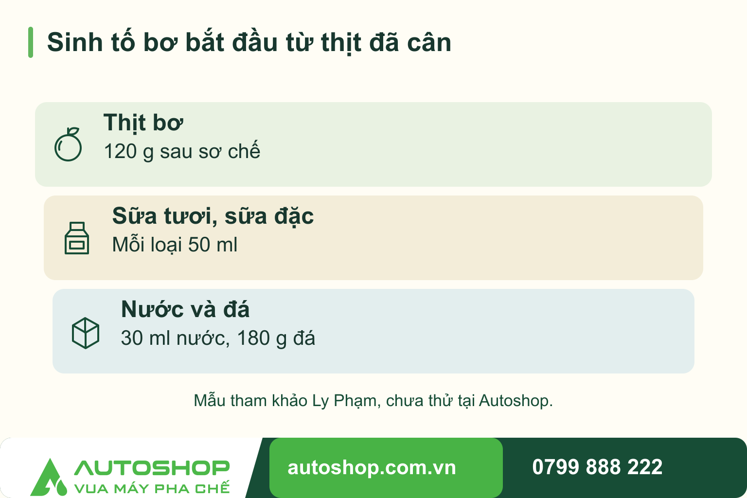Công thức sinh tố bơ kinh doanh: cân thịt bơ, chỉnh độ sánh và tính cost